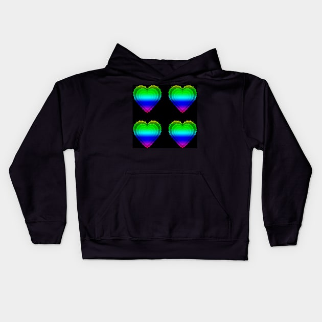 Rainbow Barbwire Hearts With Black Background Kids Hoodie by NeavesPhoto